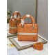 MEDIUM LADY D-LITE BAG Toile de Jouy Reverse Embroidery Orange High