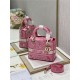 MEDIUM LADY D-LITE BAG Toile de Jouy Reverse Embroidery Pink High