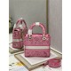 MEDIUM LADY D-LITE BAG Toile de Jouy Reverse Embroidery Pink High