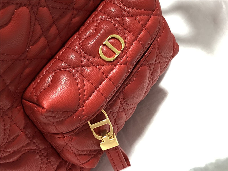 MINI DiorAMOUR Dior BACKPACK Cannage Lambskin with Heart Motif Red High