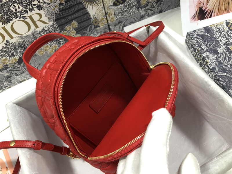 MINI DiorAMOUR Dior BACKPACK Cannage Lambskin with Heart Motif Red High