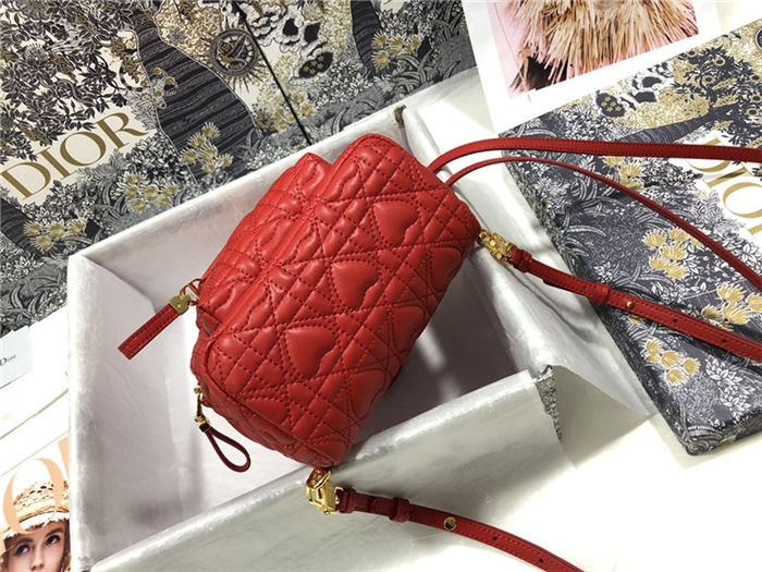 MINI DiorAMOUR Dior BACKPACK Cannage Lambskin with Heart Motif Red High