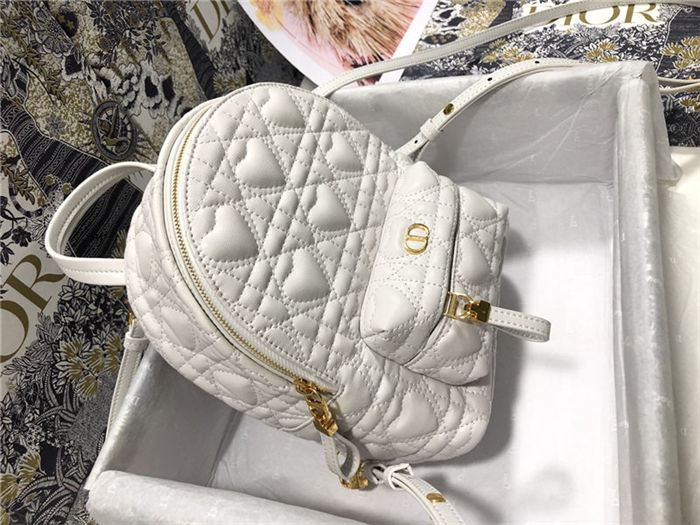 MINI DiorAMOUR Dior BACKPACK Cannage Lambskin with Heart Motif Latte High