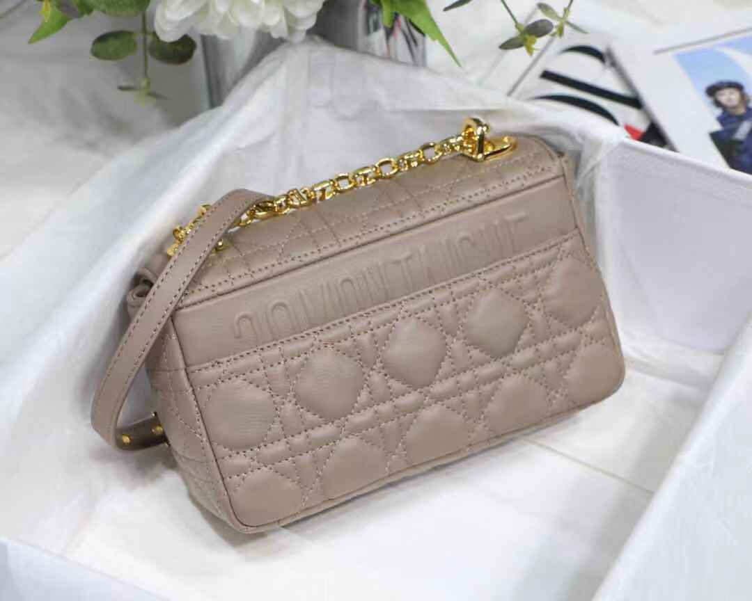 SMALL Dior CARO BAG Supple Cannage Calfskin Taupe High