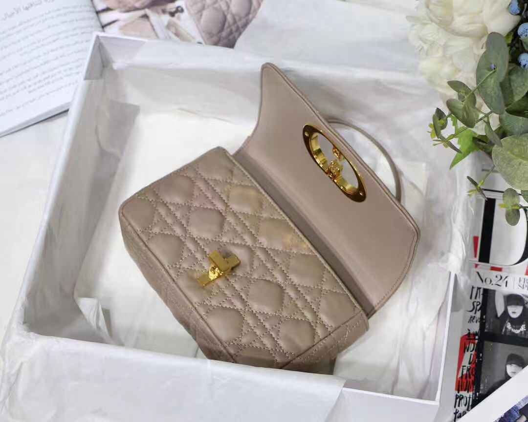 SMALL Dior CARO BAG Supple Cannage Calfskin Taupe High