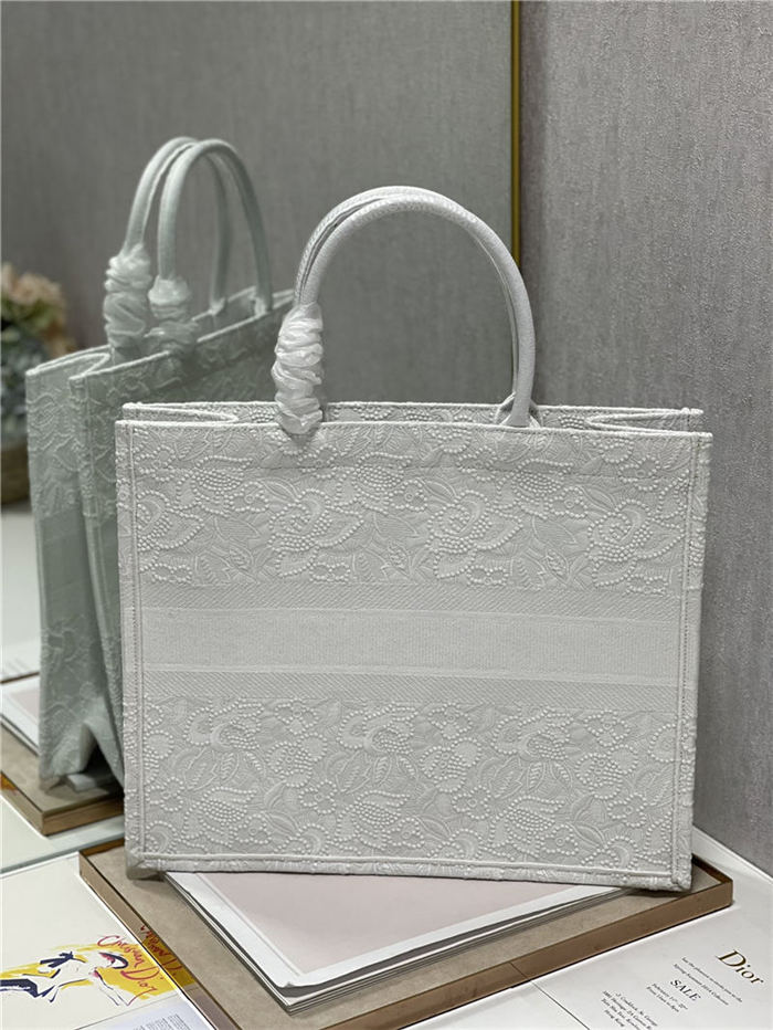 LARGE Dior BOOK TOTE Embroidery with Macramé Effect High