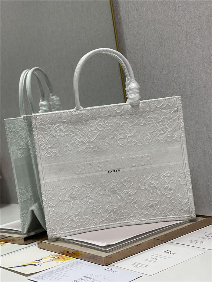 LARGE Dior BOOK TOTE Embroidery with Macramé Effect High