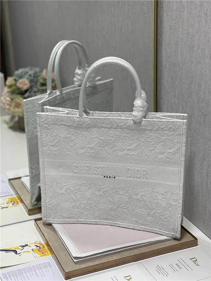 LARGE Dior BOOK TOTE Embroidery with Macramé Effect High