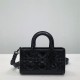 Lady D-Sire Small My ABCDior Bag Macrocannage Crinkled Calfskin Black High