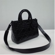 Lady D-Sire Medium My ABCDior Bag Macrocannage Crinkled Calfskin Black High