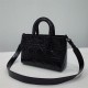 Lady D-Sire Medium My ABCDior Bag Macrocannage Crinkled Calfskin Black High