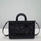 Lady D-Sire Large My ABCDior Bag Macrocannage Crinkled Calfskin Black High