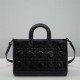 Lady D-Sire Large My ABCDior Bag Macrocannage Crinkled Calfskin Black High