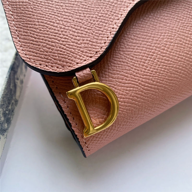 SADDLE LOTUS WALLET Grained Calfskin Blush High