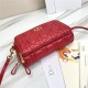 Dior CARO DOUBLE POUCH Supple Cannage Calfskin Red High