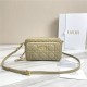 Dior CARO DOUBLE POUCH Supple Cannage Calfskin Beige High