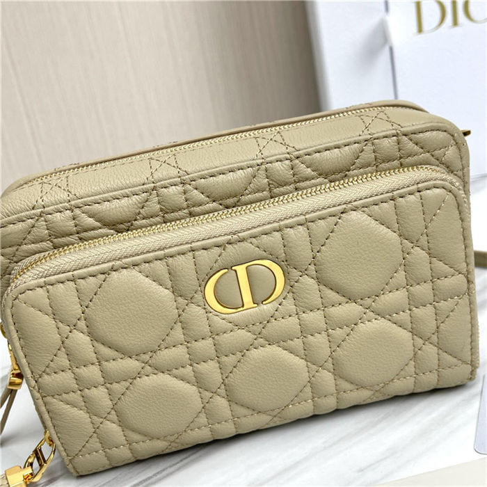 Dior CARO DOUBLE POUCH Supple Cannage Calfskin Beige High