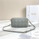 Dior CARO DOUBLE POUCH Supple Cannage Calfskin Grey High