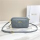 Dior CARO DOUBLE POUCH Supple Cannage Calfskin Grey Blue High