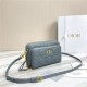 Dior CARO DOUBLE POUCH Supple Cannage Calfskin Grey Blue High