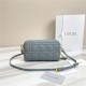 Dior CARO DOUBLE POUCH Supple Cannage Calfskin Grey Blue High