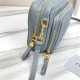 Dior CARO DOUBLE POUCH Supple Cannage Calfskin Grey Blue High