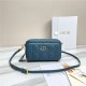 Dior CARO DOUBLE POUCH Supple Cannage Calfskin Steel Blue High