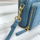 Dior CARO DOUBLE POUCH Supple Cannage Calfskin Steel Blue High