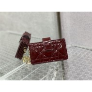 LADY Dior CARD HOLDER Patent Cannage Calfskin Burgundy High