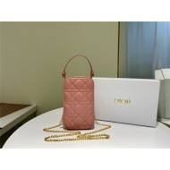 LADY Dior PHONE HOLDER Cannage Lambskin Dark Pink High