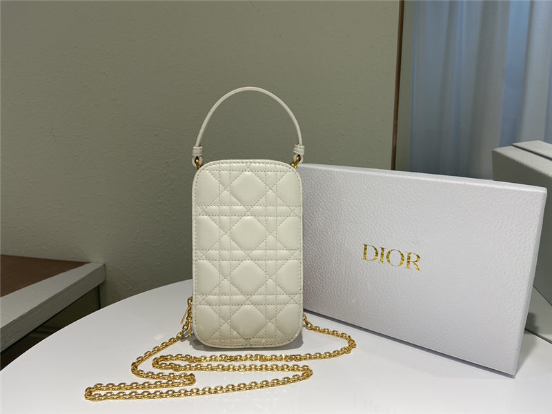 LADY Dior PHONE HOLDER Cannage Lambskin Cream High