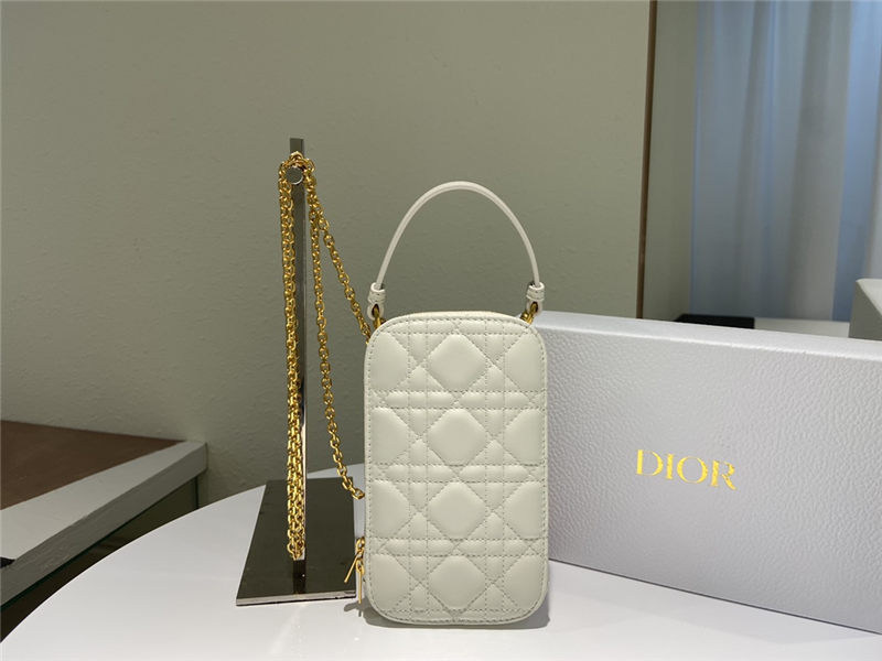 LADY Dior PHONE HOLDER Cannage Lambskin Cream High