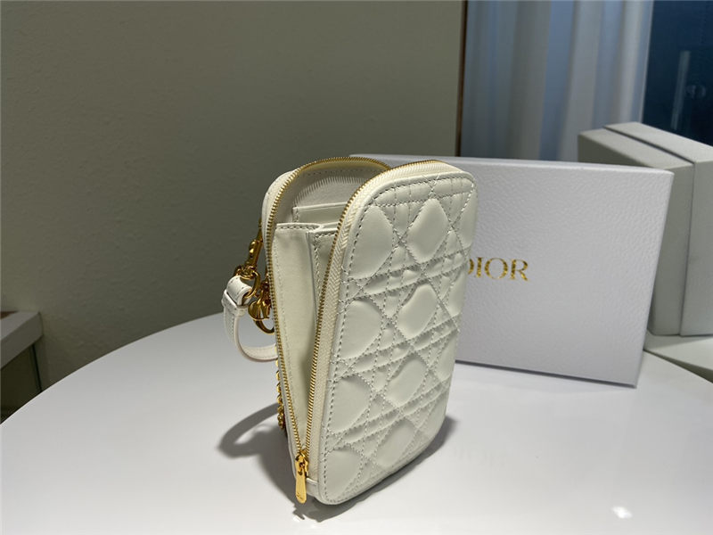 LADY Dior PHONE HOLDER Cannage Lambskin Cream High