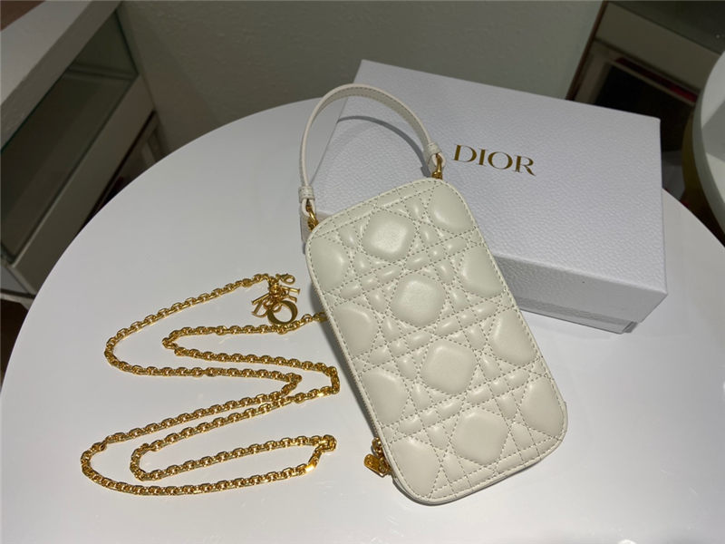 LADY Dior PHONE HOLDER Cannage Lambskin Cream High