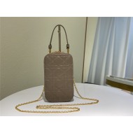 LADY Dior PHONE HOLDER Cannage Lambskin Taupe High