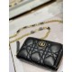 MINI Dior CARO ZIPPED POUCH Cannage Lambskin Black High