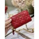 MINI Dior CARO ZIPPED POUCH Cannage Lambskin Red High