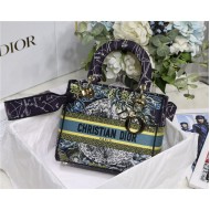 MEDIUM LADY D-LITE BAG Dior Constellation Embroidery Blue High