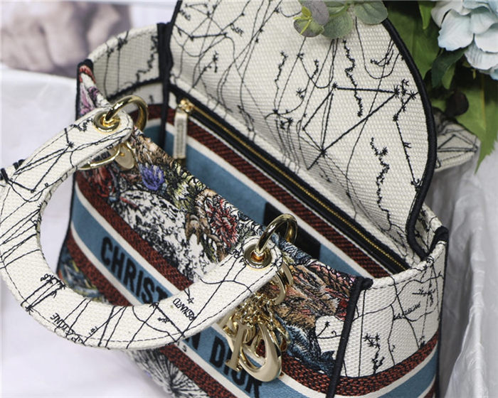 MEDIUM LADY D-LITE BAG Dior Constellation Embroidery Latte High