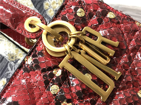 MEDIUM LADY Dior BAG Snake Red High