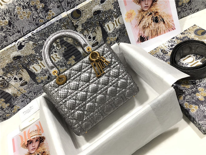 MEDIUM LADY Dior BAG Snake Grey High