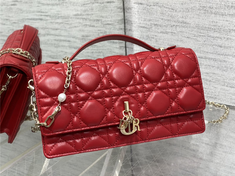 MISS DIOR MINI BAG Cannage Lambskin Red High