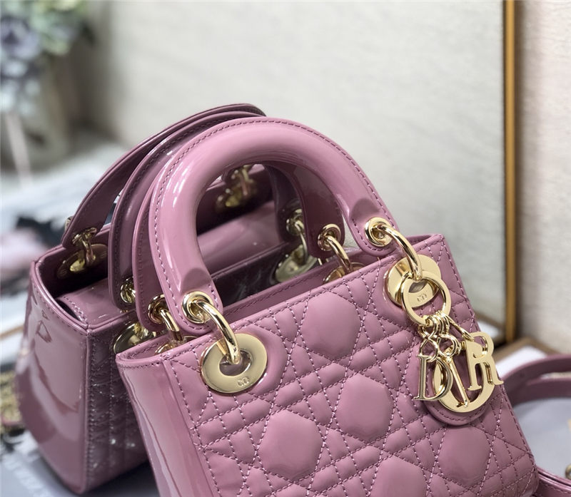 MINI LADY Dior BAG Patent Cannage Calfskin Powder Pink High