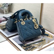 MINI LADY Dior BAG Patent Cannage Calfskin Ocean Blue High