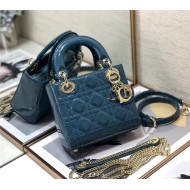 MINI LADY Dior BAG Patent Cannage Calfskin Ocean Blue High