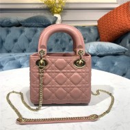 MINI LADY Dior BAG Cannage Lambskin Enamel Pink High