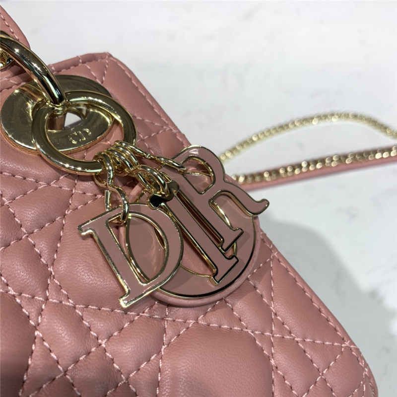 MINI LADY Dior BAG Cannage Lambskin Enamel Pink High