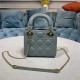 MINI LADY Dior BAG Cannage Lambskin Enamel Grey High