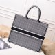 LARGE Dior BOOK TOTE Houndstooth Embroidery Black and White High