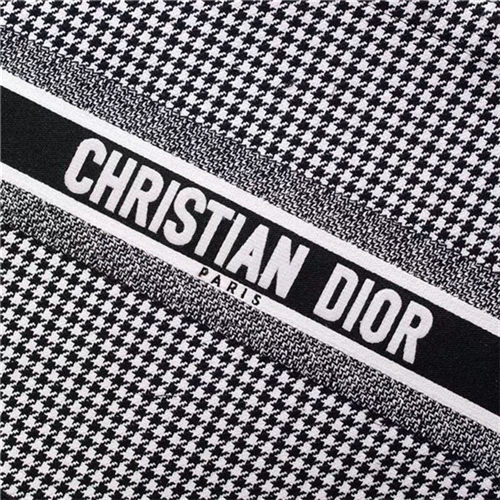 LARGE Dior BOOK TOTE Houndstooth Embroidery Black and White High